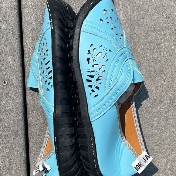 NWOB J'ADIOR LIGHT TURQUOISE FLAT SANDAL SHOE SIZE 8.5 (40) - Picture 4 of 6